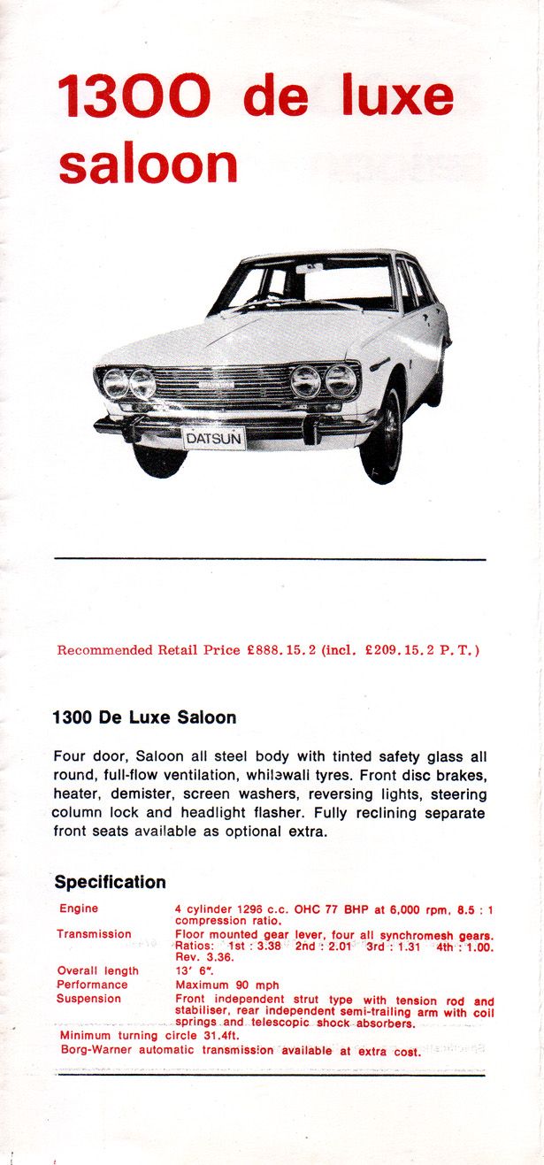 Sales and Service - Datsun 1000